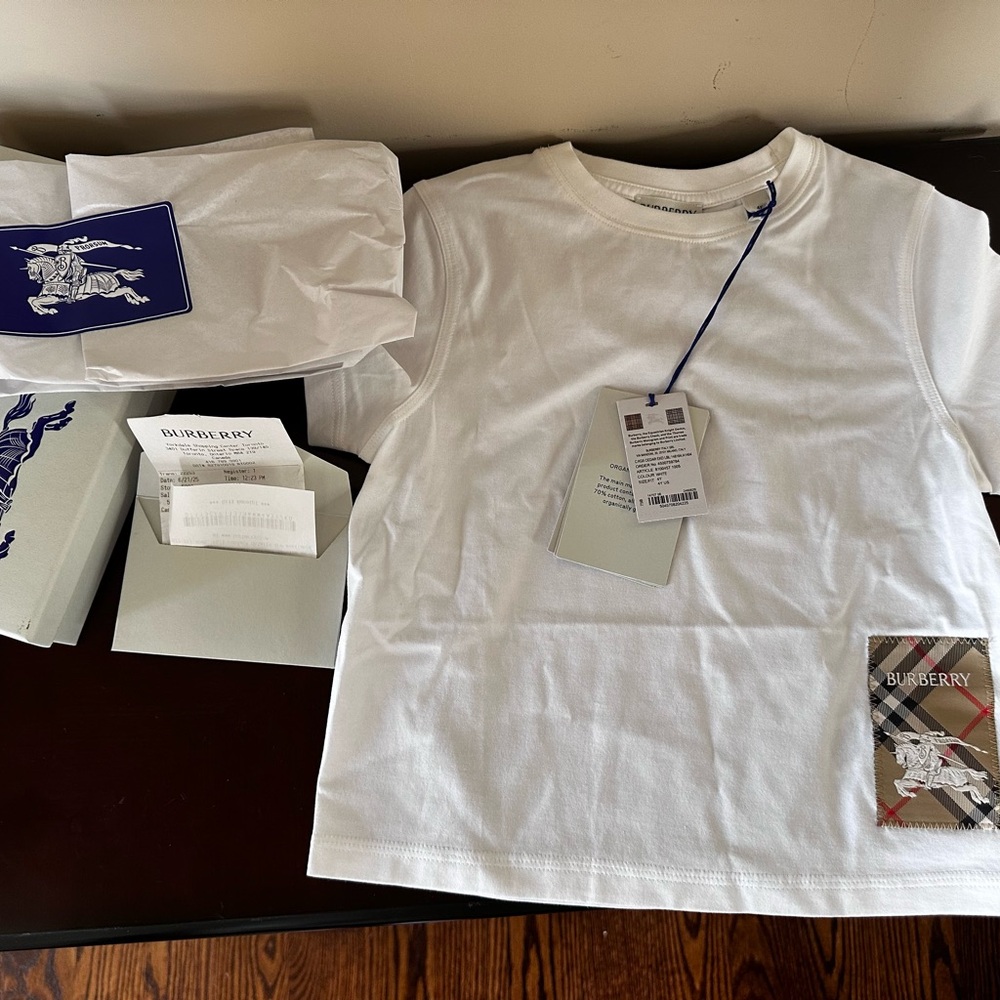 Burberry White Short Sleeve Tee Classic Crew Neck
